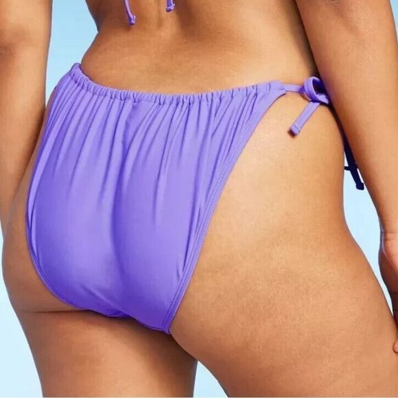 NWT Wild Fable Women’s Light Blue Side Ties Scoop Bikini Bottom - Size L 12/14 - Picture 5 of 8